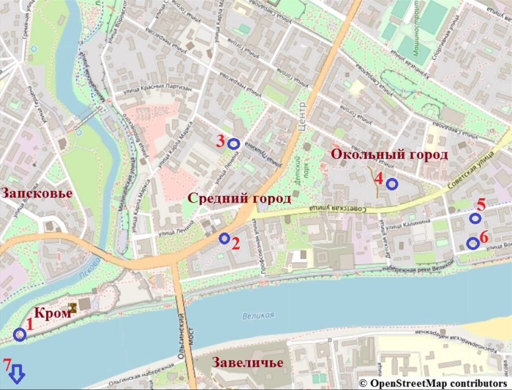 Места, связанные с именем А.С. Пушкина в Пскове.