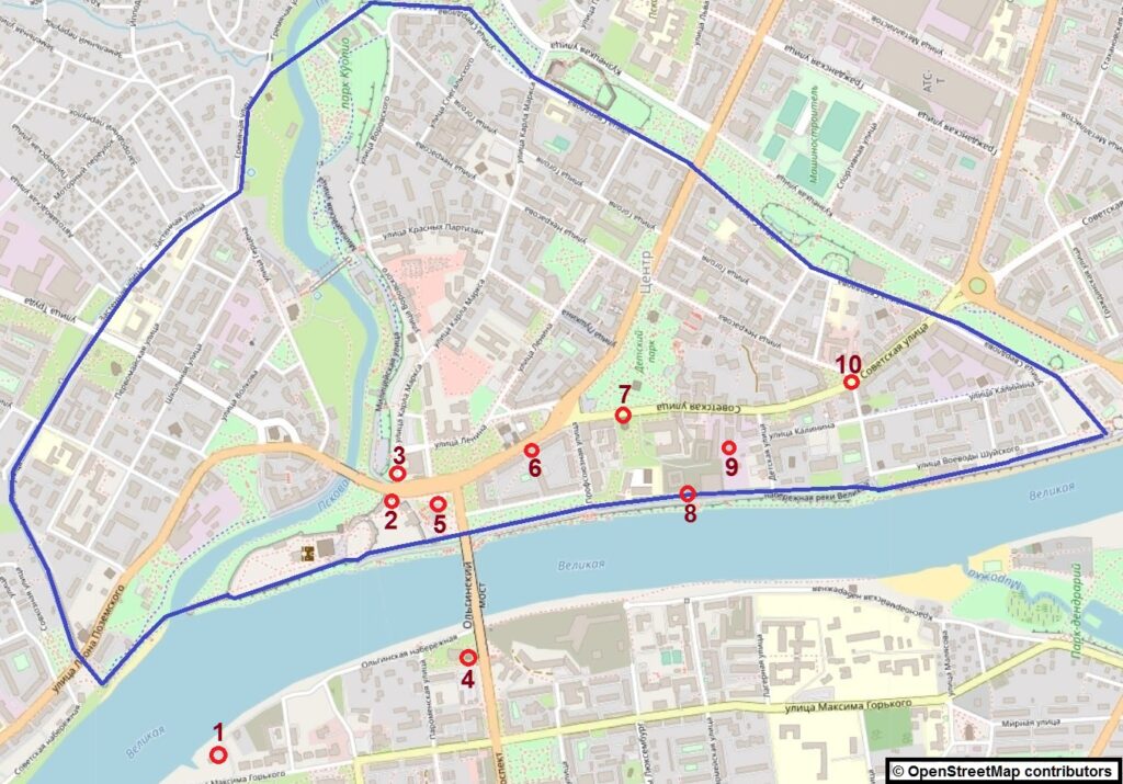 Карта легендарных и мистических мест Пскова