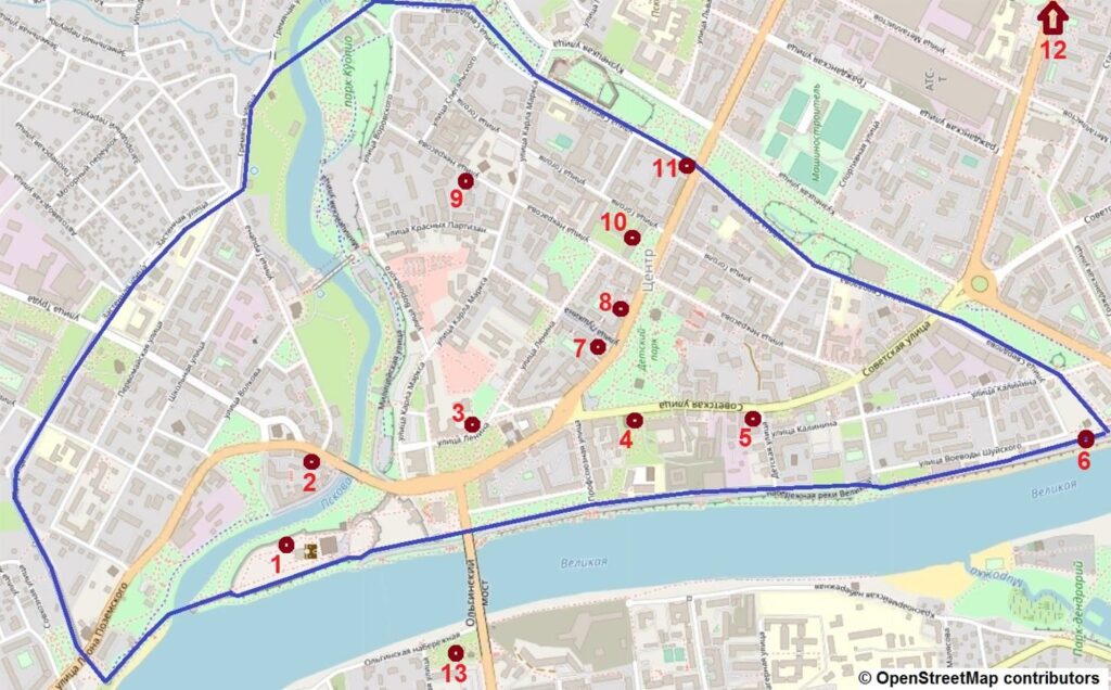 Карта малозаметных и необычных деталей в архитектуре Пскова