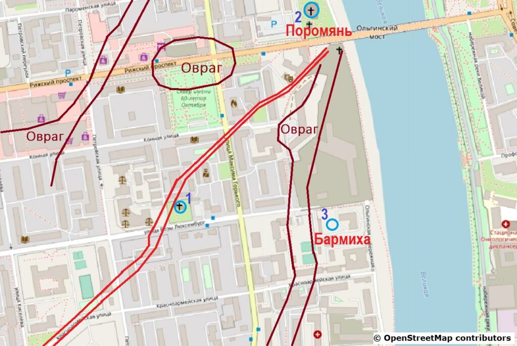 Летописная Изборская улица на современной карте