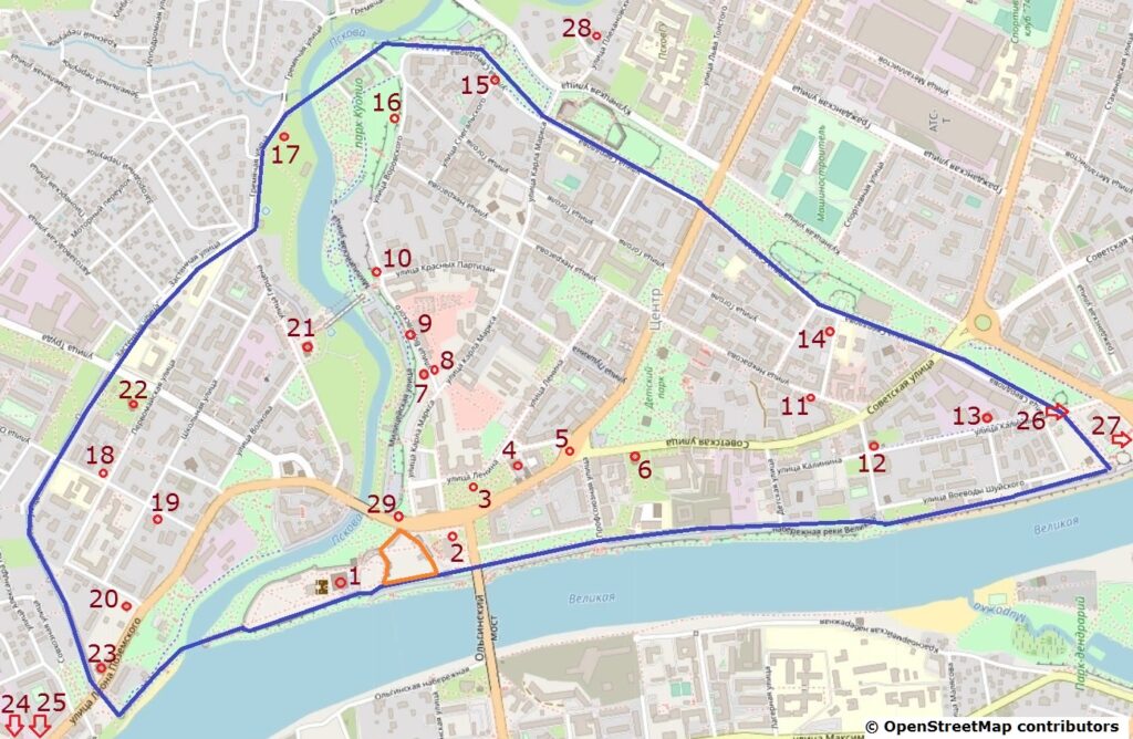 Церкви и монастыри, с которыми взаимодействовали церкви Довмонтова города